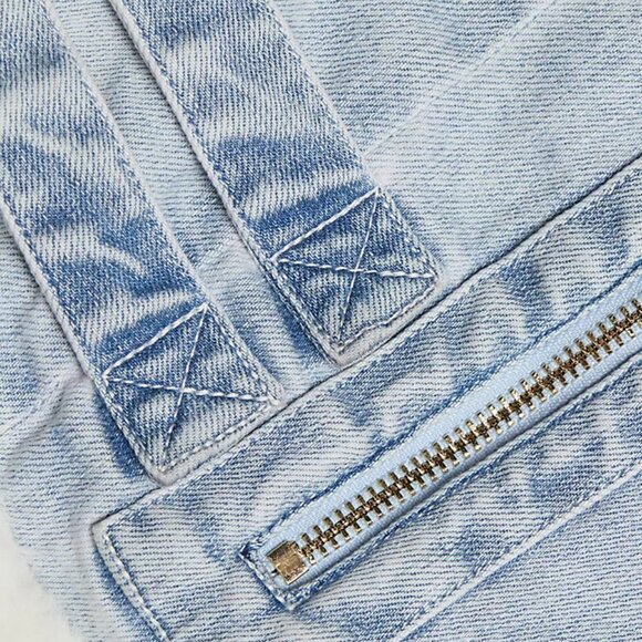 NEW Generation Love - Size M, Molly Denim & Faux Fur Moto Jacket - Light Blue - Picture 7 of 7